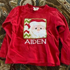Red Santa Kids Shirt Monogrammed Aiden